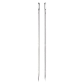 HARFINGTON 2Pcs Aguja de Tapicería con Ojo Grande Extra Largo de 6 Pulgadas Agujas de Coser Rectas Fáciles de Enhebrar de Acero Inoxidable para Muebles de Cuero