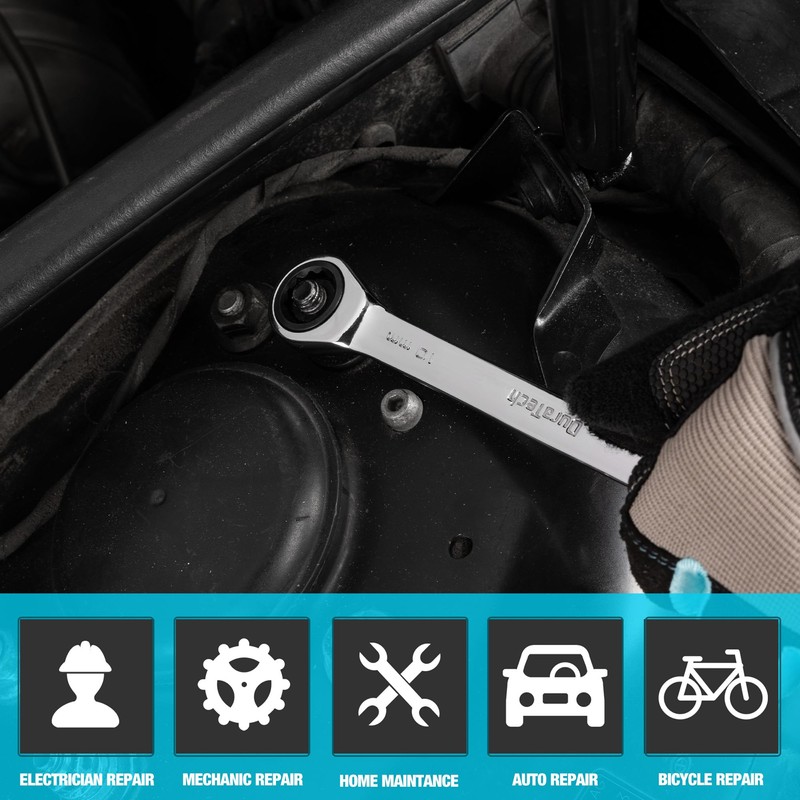 DURATECH 10mm Ratcheting Combination Wrench, SAE, 72-Tooth, 12-Point, CR-V Constructed