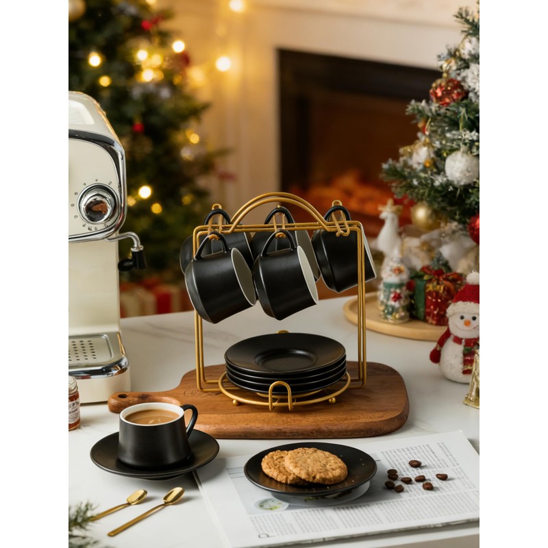 YHOSSEUN Ceramic Espresso Cups Set of 6, 4 Oz Expresso