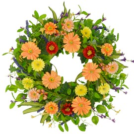 KORSMV Spring Wreath for Front Door with Flower Indoor Outdoor Farmhouse Porch Wall Holiday Window Decoration