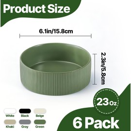 Jeffbaubl Cereal Bowls Set of 6, 6.1 Inch Ceramic Soup Bowls, Deep Bowl Set for Kitchen, Microwave and Dishwasher Safe, Stackable Bowl for Cereal, Soup, Salad, Dessert(Multicolor)