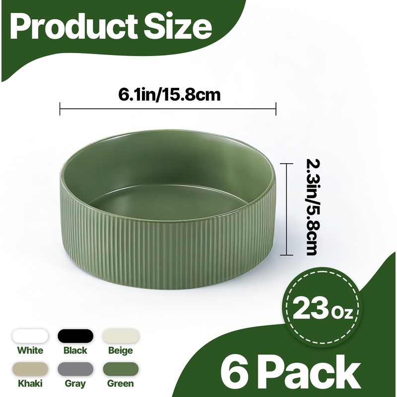 Jeffbaubl Cereal Bowls Set of 6, 6.1 Inch Ceramic Soup