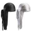 Durag with Long Tail, 2 Pieces Unisex Durag Men Silk