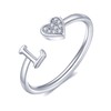FUNEIA Heart Ring with Letters Women Gold Silver Rose Gold