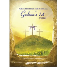 Godson 1st Religious Easter Card - Christian Easter Card - A5 Size with Envelope