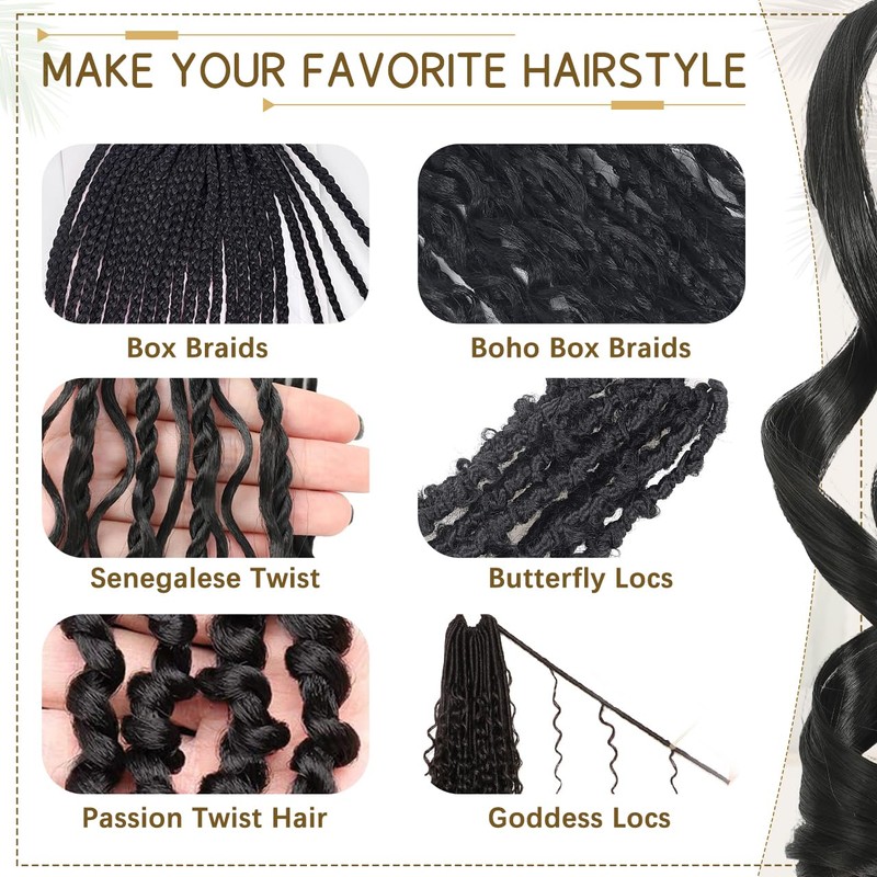 Black French Curl Braiding Hair 12 Inch 8 Packs