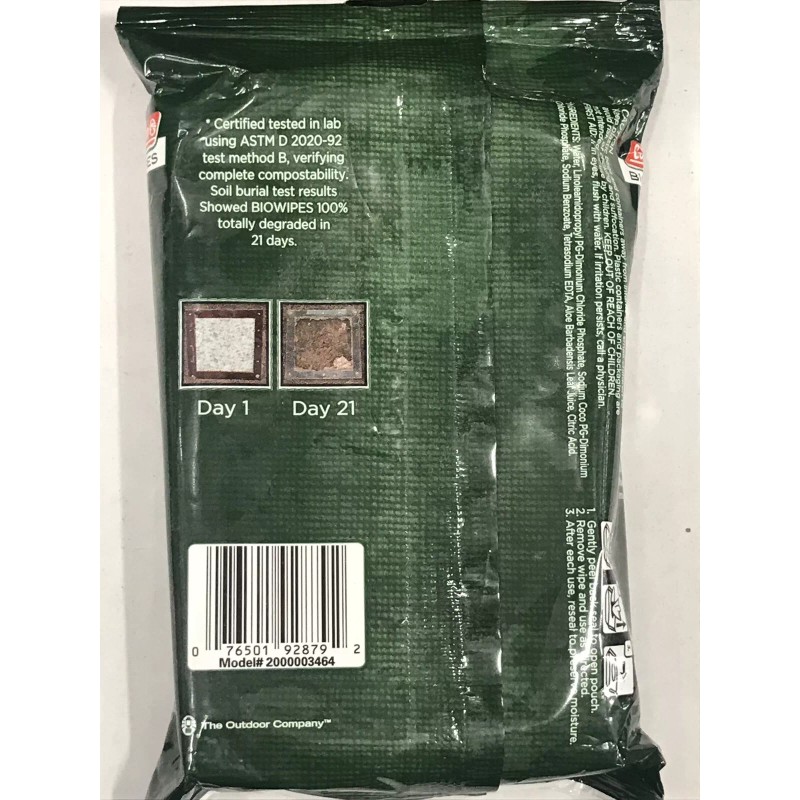 Coleman Bio Wipes 30 Disposable Wipes Large 8”x 10” (Pack