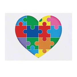 'Autism Jigsaw Piece Heart' Temporary Tattoo - Water Resistant, Skin-Safe, Non-Toxic Transfer (TO00058407)