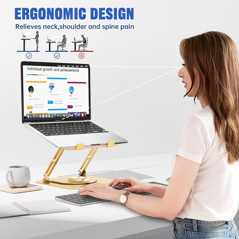 JOYEKY Laptop Stand for Desk, Adjustable Computer Stand with 360°