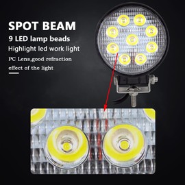 AUXTINGS 2 Pieces 4 inch 27W Spot Led Work Light Bar Driving Light Fog Lamp Offroad Lighting for Off Road 4WD 4x4 Cabin UTE SUV ATV Truck Car Boat