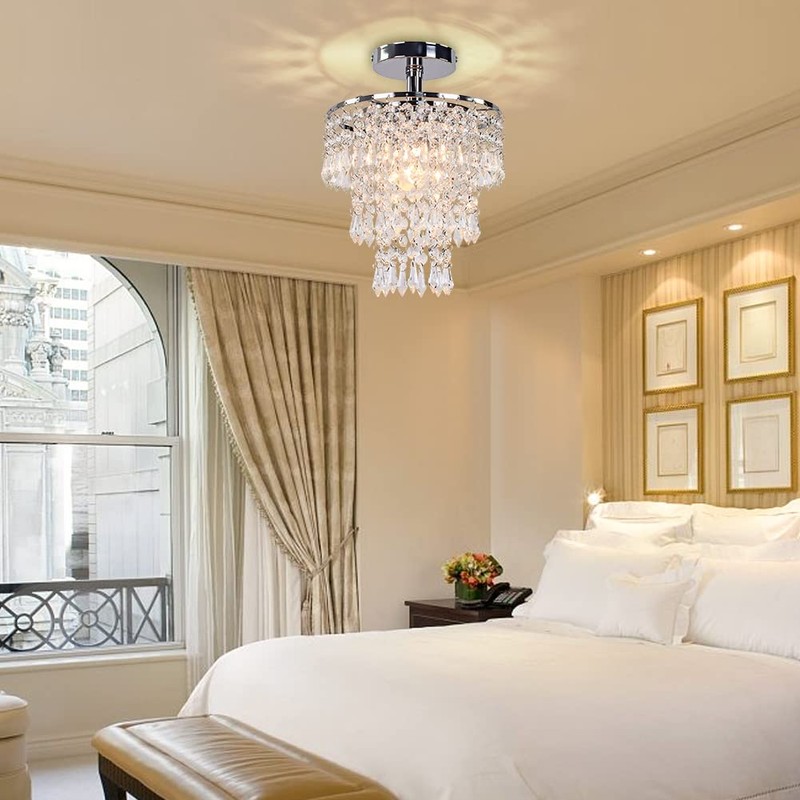 FRIXCHUR Modern Crystal Chandelier Ceiling Light Fitting Hallway Lights Ceiling