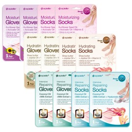 Epielle Hand and Foot Mask Pack Moisturizing 4p + Hydrating 4p + Repairing 4p, 1 piece / 에피엘르 핸드 앤 풋 마스크팩 모이스춰라이징 4p + 하이드레이팅 4p + 리페어링 4p, 1개