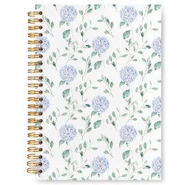 VIIJJUE Blue Hydrangea Floral Notebook Journal, Hydrangea Office Supplies, Hardcover Spiral Journal 5.5x8.3 Inch