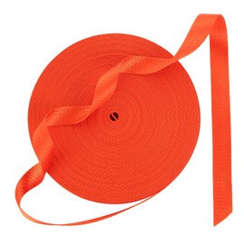 AKOLAFE 50 Yards Nylon Webbing 1 Inch Nylon Strap Wide Nylon Strapping 148' Heavy Duty Webbing Straps for Bags, Chair, Seatbelt, Backpack, Belt, Pet Leash & Collar, Gear Repair, Outdoor Sports(Orange)