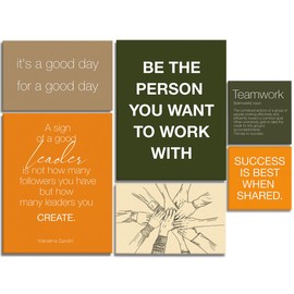 YEOION Army Green Motivational Teamwork Office Wall Decor,Inspirational Team Work Wall Art Canvas Frame Artwork for Office Workplace Breakroom Wall Decor Set of 6