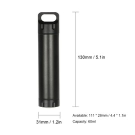 EKLOEN Portable Survival Waterproof Pill Container Outdoor Waterproof Capsule Seal Bottle Holder Case EDC Emergency Tool,CNC Machined Aluminum Bottle(Grey)