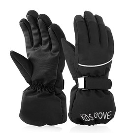 Ski Gloves Children's Waterproof Snowboard Gloves Winter Warm Children's Ski Mittens Windproof Snow Gloves Ski Skiing Outdoor Ski Gloves (Dark, S)