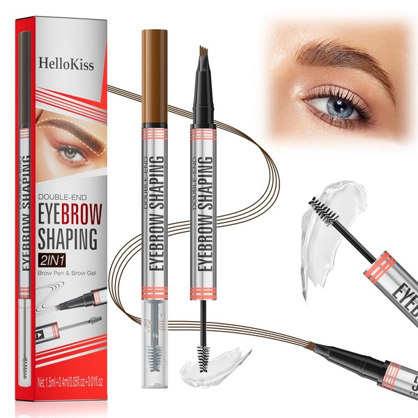 Microblading Eyebrow Pencil, 2-in-1 Dual-Ended Eyebrow Pen with 4 Fork
