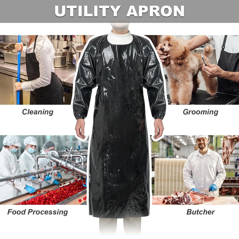 ELEBOX Waterproof Apron Smock with Long Sleeves, Safety lab Apron