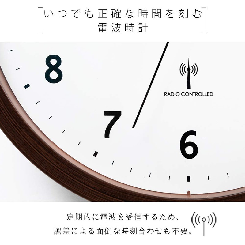 IRIS PLAZA Wall Clock Radio Controlled Clock Natural Diameter 25