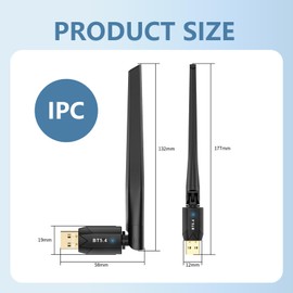 Usb Bluetooth 5.4 Dongle Adapter, Long Range Bluetooth 5.4 USB Adapter, High Gain USB Wi-Fi Dongle, Wireless Transmitter Dongle, Low Latency EDR Bluetooth Receiver, Bluetooth Adapter for PC