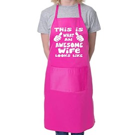 This is What Awesome Wife BBQ Cooking Funny Novelty Apron Pink