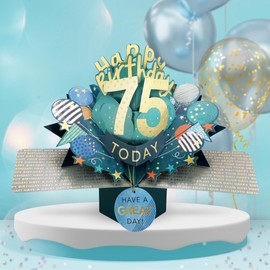 75 Today Happy 75th Birthday Pop-Up Greeting Card Love Kate's Pop Up Cards Him Design POP237MC75