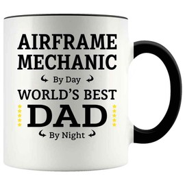 Funny Father's Day Gift For AIRFRAME MECHANIC Dad 11oz Accent Mug, AIRFRAME MECHANIC By Day, Dad By Night