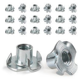 FOMGIIN Drive-in Nuts M6 x 9 mm, Pack of 20 Threaded Insert Impact Nuts, Carbon Steel Screw-in Nut with 4 Drive-In Tips for Plastic Wood, DIN 6930 / ISO 6930 g