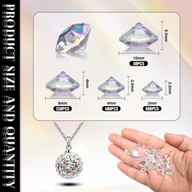 Toaob 1300 Pieces AB Colour Decorative Diamonds 3 mm 4 mm 6 mm 10 mm Acrylic Crystal Diamond Confetti Table Decoration Wedding Decoration