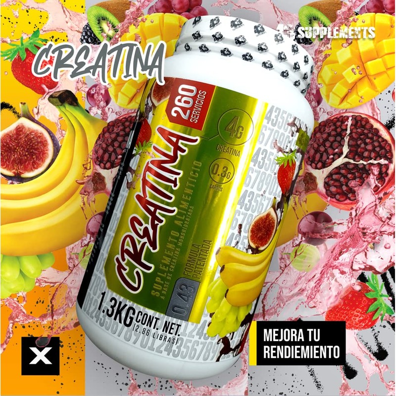43 SUPPLEMENTS CREATINA 1.3KG SABOR PONCHE DE FRUTAS, KIWI Y