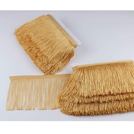 Fringe Trim Lace Polyerter Fibre Tassel 4 inch（″） Wide 10 Yards Long for Clothes Accessories and Latin Wedding Dress and DIY Lamp Shade Decoration Black White Red Gold Blue Pink Grey (Gold, 4 inch)