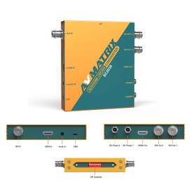 AVMATRIX SC2030 SDI to HDMI,HDMI to SDI, UP/Down SVALING and Frame Rate 1080P Video Converter,REDUNTANT Power Adapter