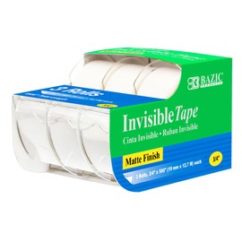 BAZIC Invisible Tape w/Dispenser 3/4" X 500", Matte Finish Stationery Tapes Rolls, for Arts Craft Photo Gift Wrapping, (3/Pack), 1-Pack