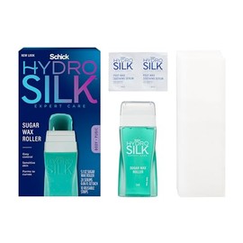 Schick Hydro Silk - Rodillo de cera de azúcar para depilación corporal + vello púbico | Kit de cera roll-on para depilación del cuerpo y la línea del 