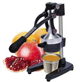 Gowintech Commercial Heavy Duty Cast Iron Hand Press Manual Orange Citrus Lemon Lime Grapefruit Pomegranate Fruit Juice Squeezer Machine with Stainless Steel Cup Black