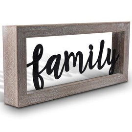 SOMEDA® Family Sign Decoration Wall or Free Standing Modern Rustic Sign Wooden Frame Living Room Gift for Family or Parents