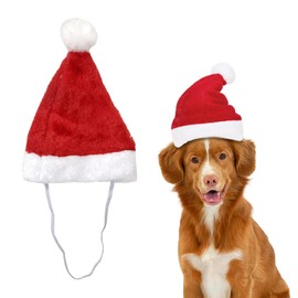 Christmas Dog Hat Santa Hat Pet Costume Cat Christmas Outfit Gifts for Cats Small Dogs, Elastics Includes, 13 * 20cm