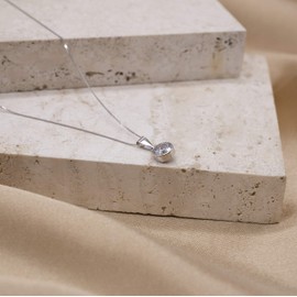 Carissima Gold Women's 9 ct White Gold 7 mm Round Cubic Zirconia Pendant on 9 ct White Gold 0.7 mm Diamond Cut Curb Chain Necklace of Length 46 cm/18 Inch