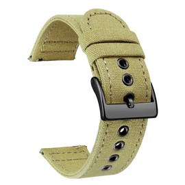 BINLUN Canvas Watch Strap Quick Release Sail Cloth Watch Band 18mm 20mm 22mm 24mm Cotton Fabric Sport Watch Straps Replacement Smartwatch Bands for Men and Women with Silver/Black Buckle