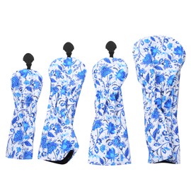 4PCS 1/3/5/UT PU Leather Waterproof Thicken Plush Golf Putter Head Cover Wooden Club Headcovers Accessory