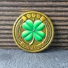 Good Luck Coin with Four Leaf Clover & Elephant Design