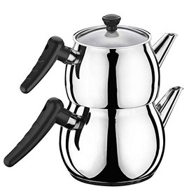 Hascevher Stainless Steel Turkish Teapot Team Induction Compatible (2.5 Liter)