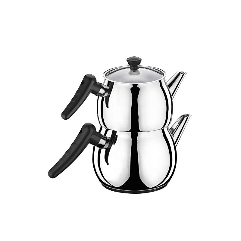 Hascevher Stainless Steel Turkish Teapot Team Induction Compatible (2.5 Liter)