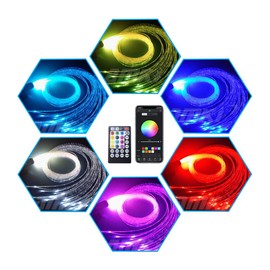AMKI 16W Twinkle Fiber Optic Sensory Lights, Waterfall Curtain Lighting with APP/Remote Control RGBW Flash Point Sparkle Sound Activated for Home Decor with Fiber Optical Cables 300pcs 1.0mm 9.8ft