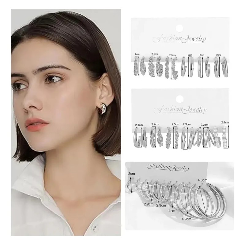 Awvuq - 24 Pare Aretes Con Piercing Pendientes Joyeria Mujer