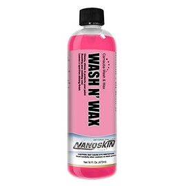Nanoskin WASH N' WAX Wash & Wax with Carnauba 16 Oz. - Car Wash and Car Wax Cleans & Shines in One Step | Works with Foam Cannon, Foam Gun, Bucket Washes, Pressure Washer | Carnauba Wax Protection