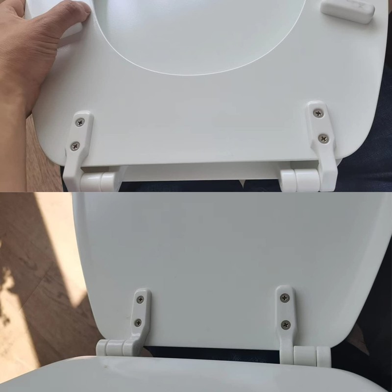 Canomo Universal White Plastic Toilet Seat Hinges Replacement with Bolts