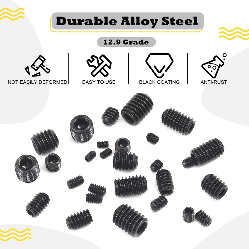 Hilitchi 230Pcs Socket Set Screw Assortment in SAE Sizes Internal