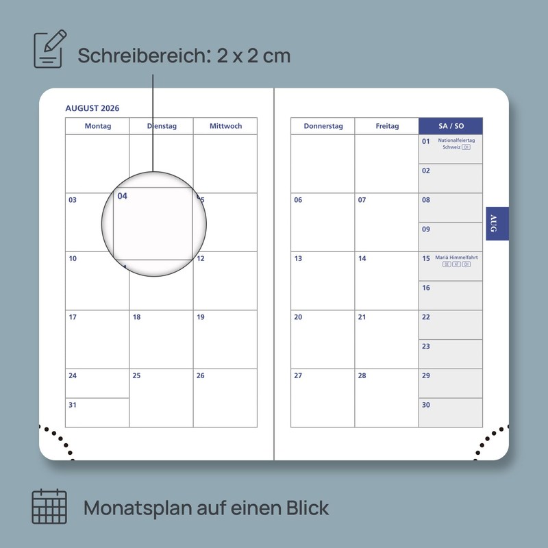 POPRUN Mini Pocket Calendar 2026 Small 11.5 x 7.5 cm